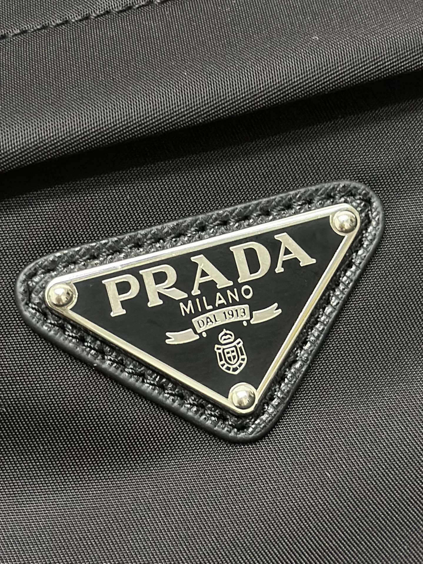 PRADA SHOULDER BAG 27 IN BLACK RE-NYLON TRIANGLE LOGO