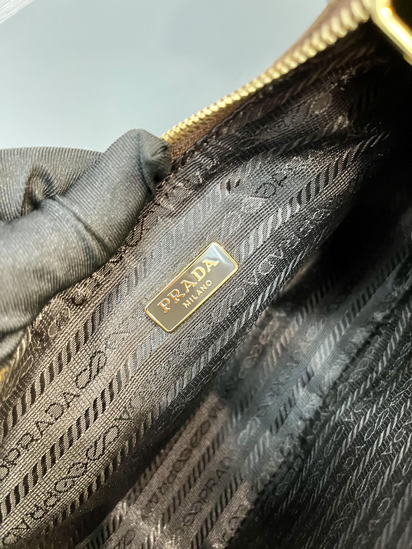 PRADA HOBO BAG 23 IN RUSSET BROWN SUEDE GOLD CHAIN