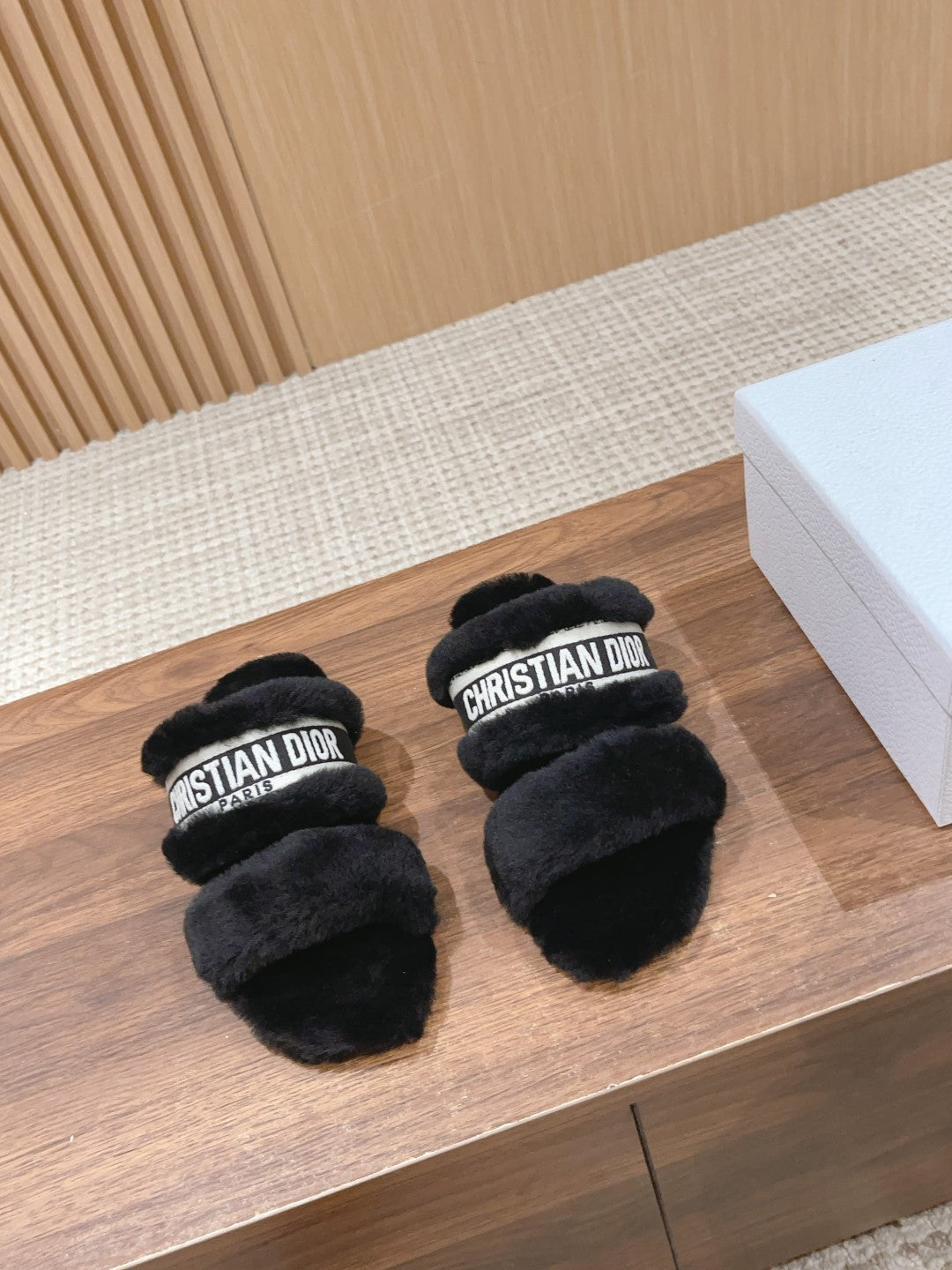 DIOR Sandal Black White Fleece And Canvas Fabric