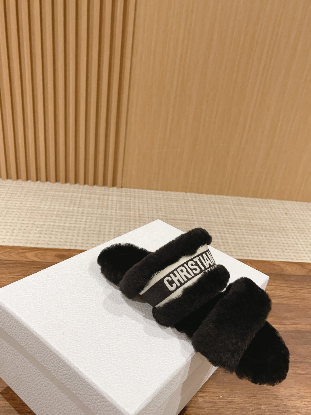 DIOR Sandal Black White Fleece And Canvas Fabric