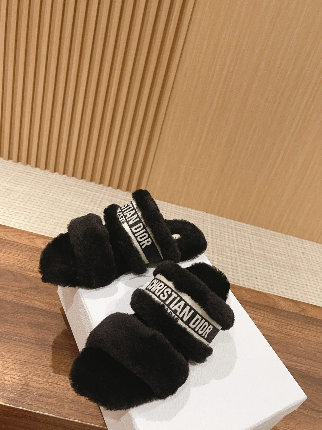 DIOR Sandal Black White Fleece And Canvas Fabric