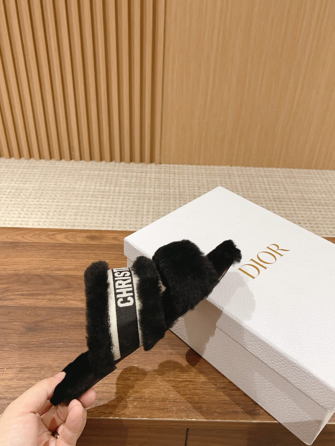 DIOR Sandal Black White Fleece And Canvas Fabric