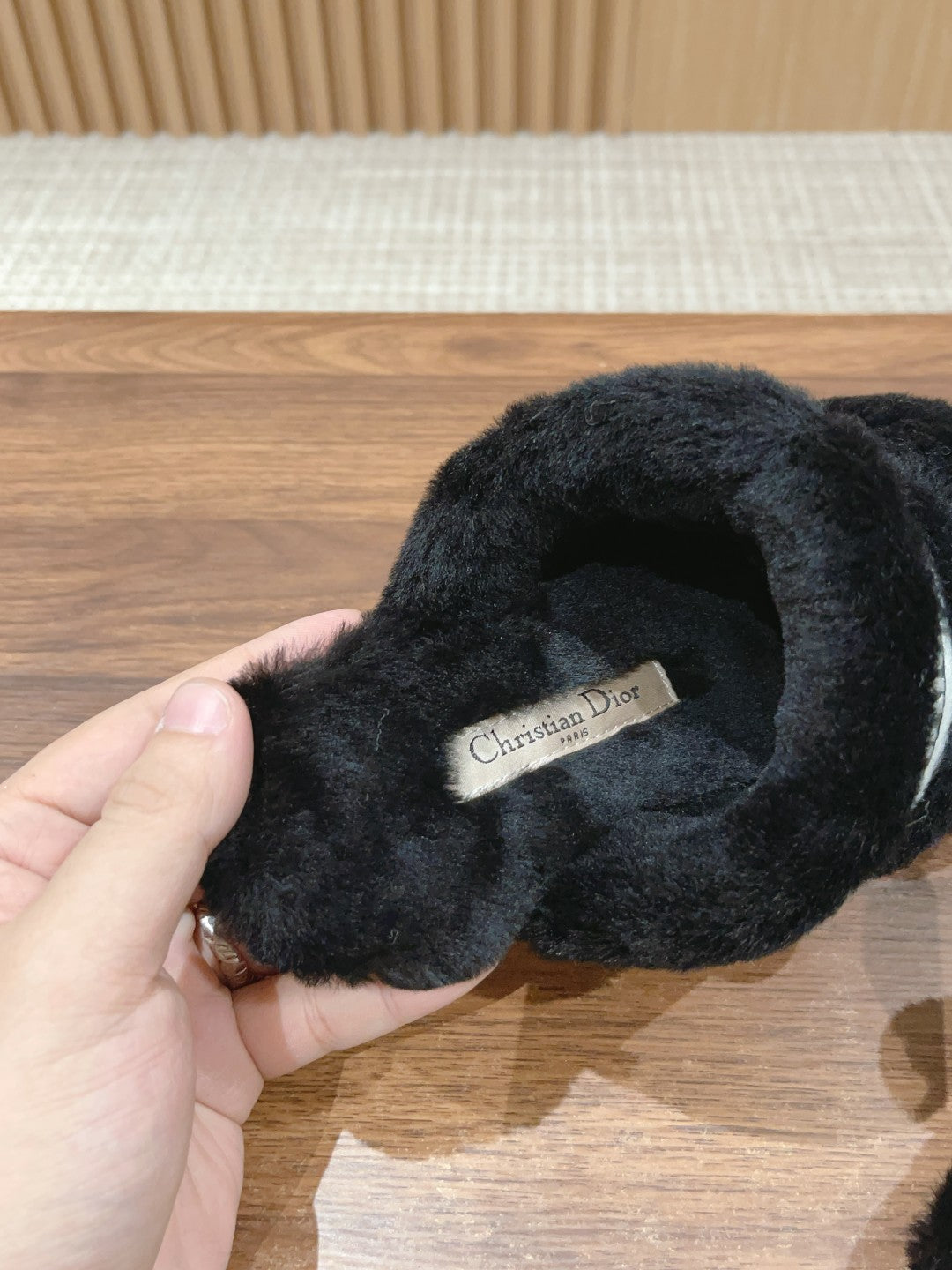 DIOR Sandal Black White Fleece And Canvas Fabric