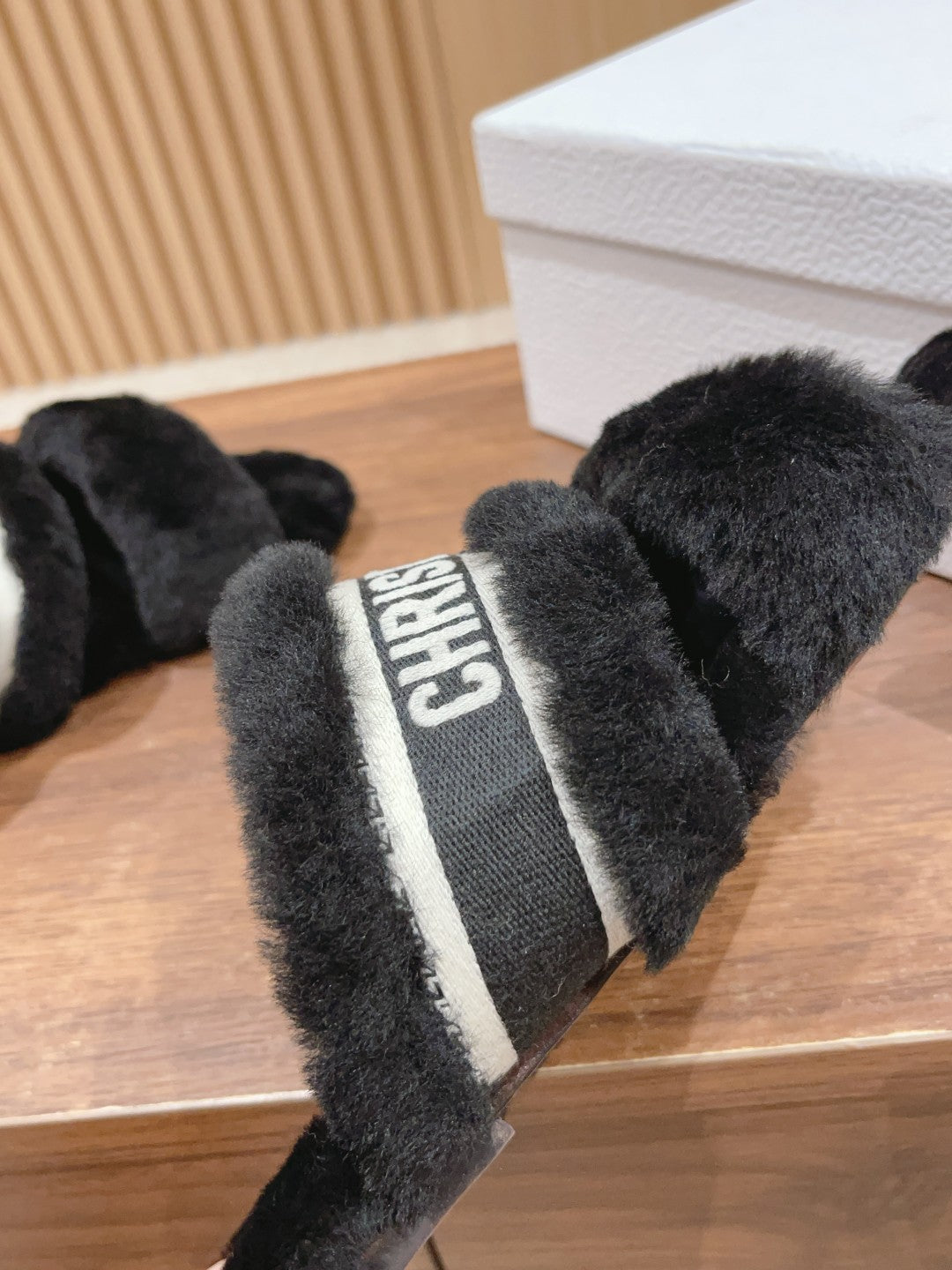 DIOR Sandal Black White Fleece And Canvas Fabric