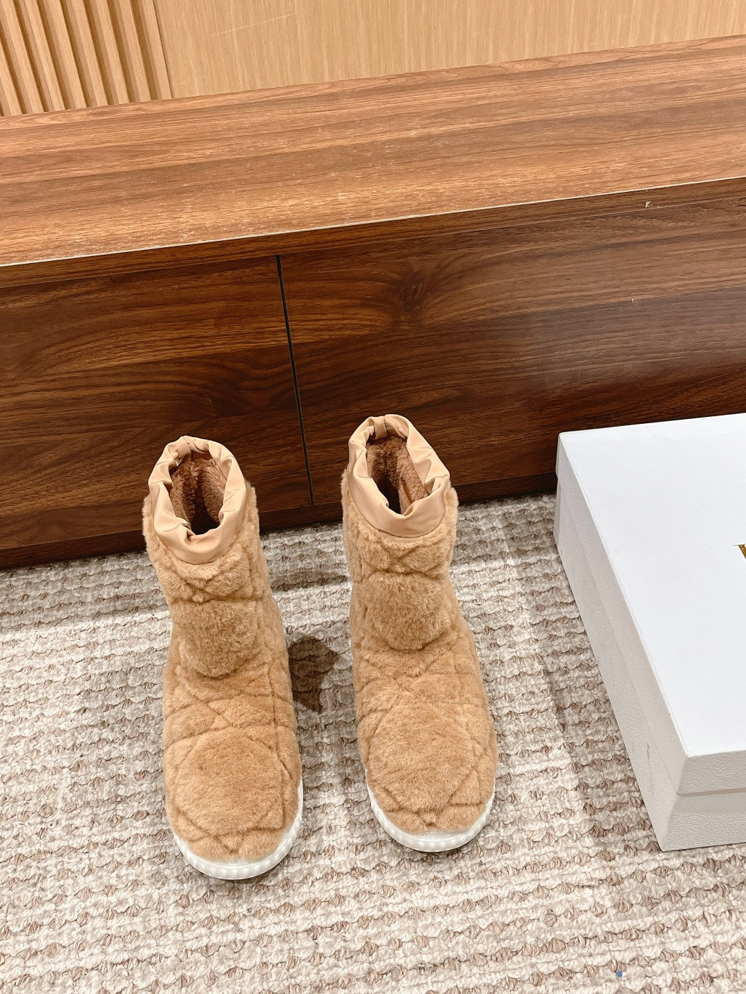 DIOR Ankle Boots Beige Fleece And Windbreaker Fabric