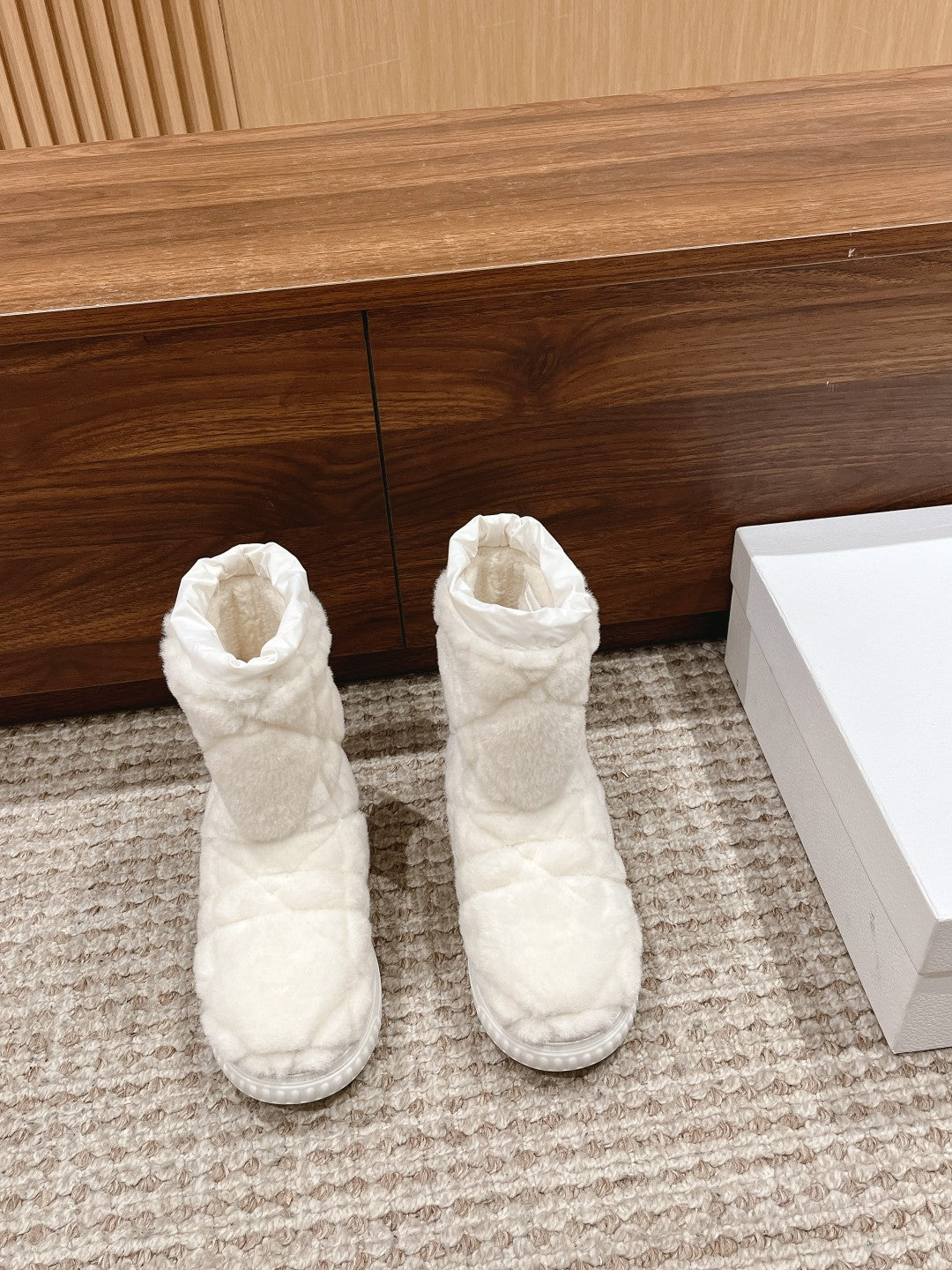 DIOR Ankle Boots White Fleece And Windbreaker Fabric