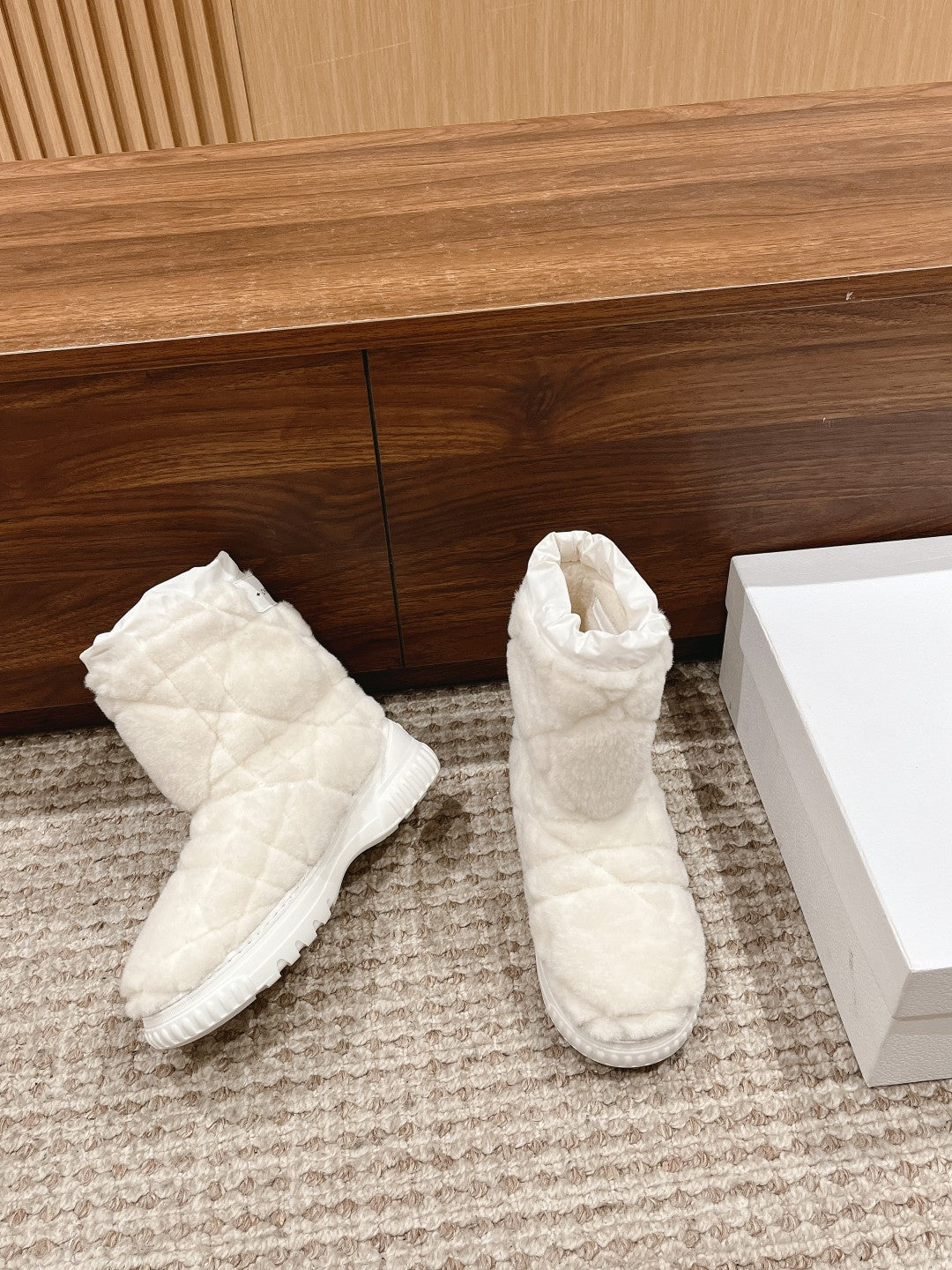 DIOR Ankle Boots White Fleece And Windbreaker Fabric