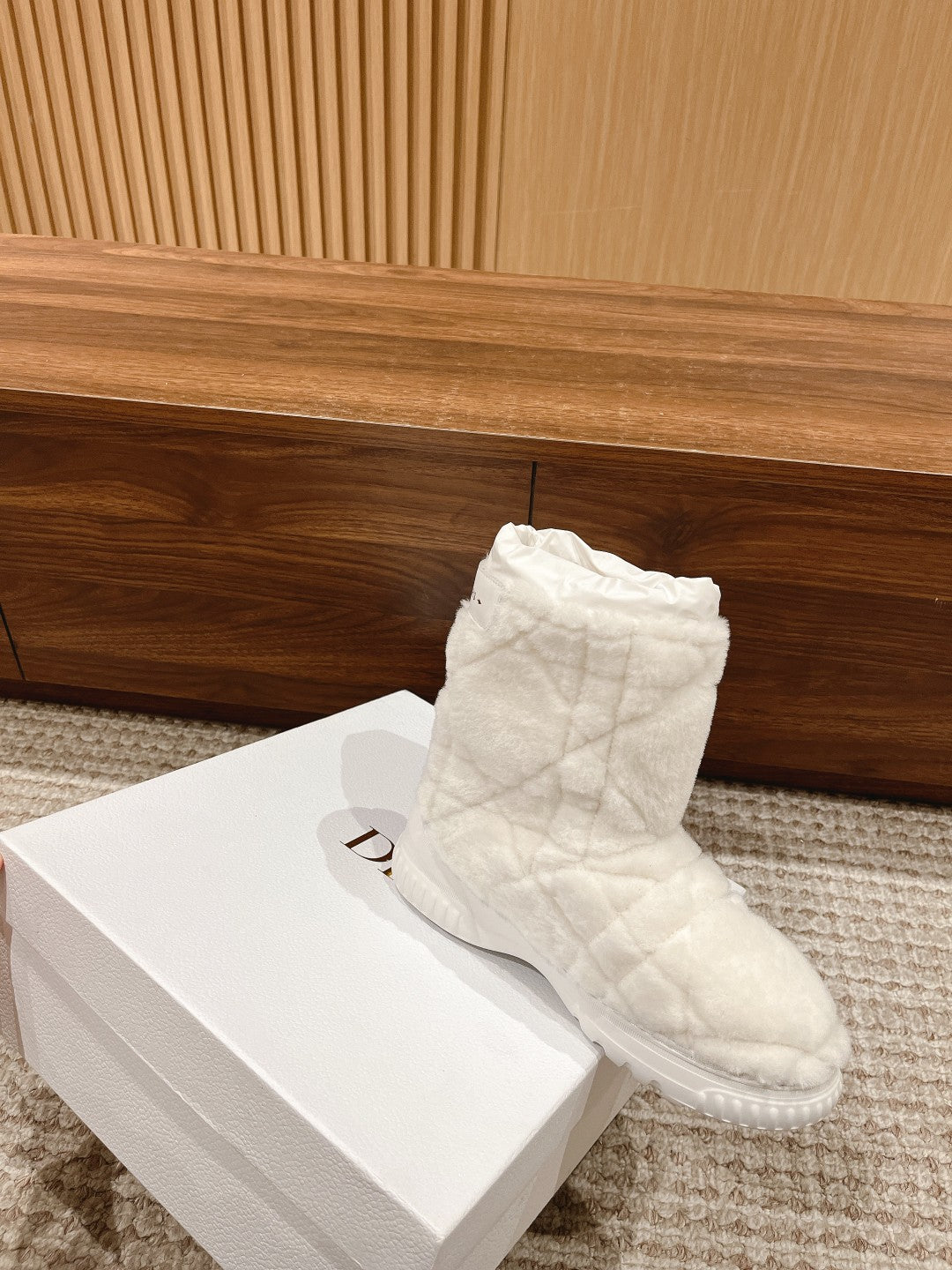 DIOR Ankle Boots White Fleece And Windbreaker Fabric