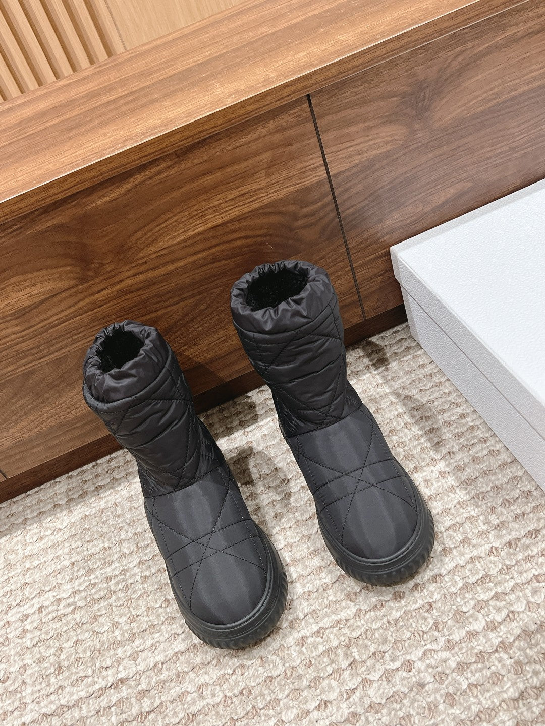 DIOR Ankle Boots Black Quilted Windbreaker Fabric And Fleece