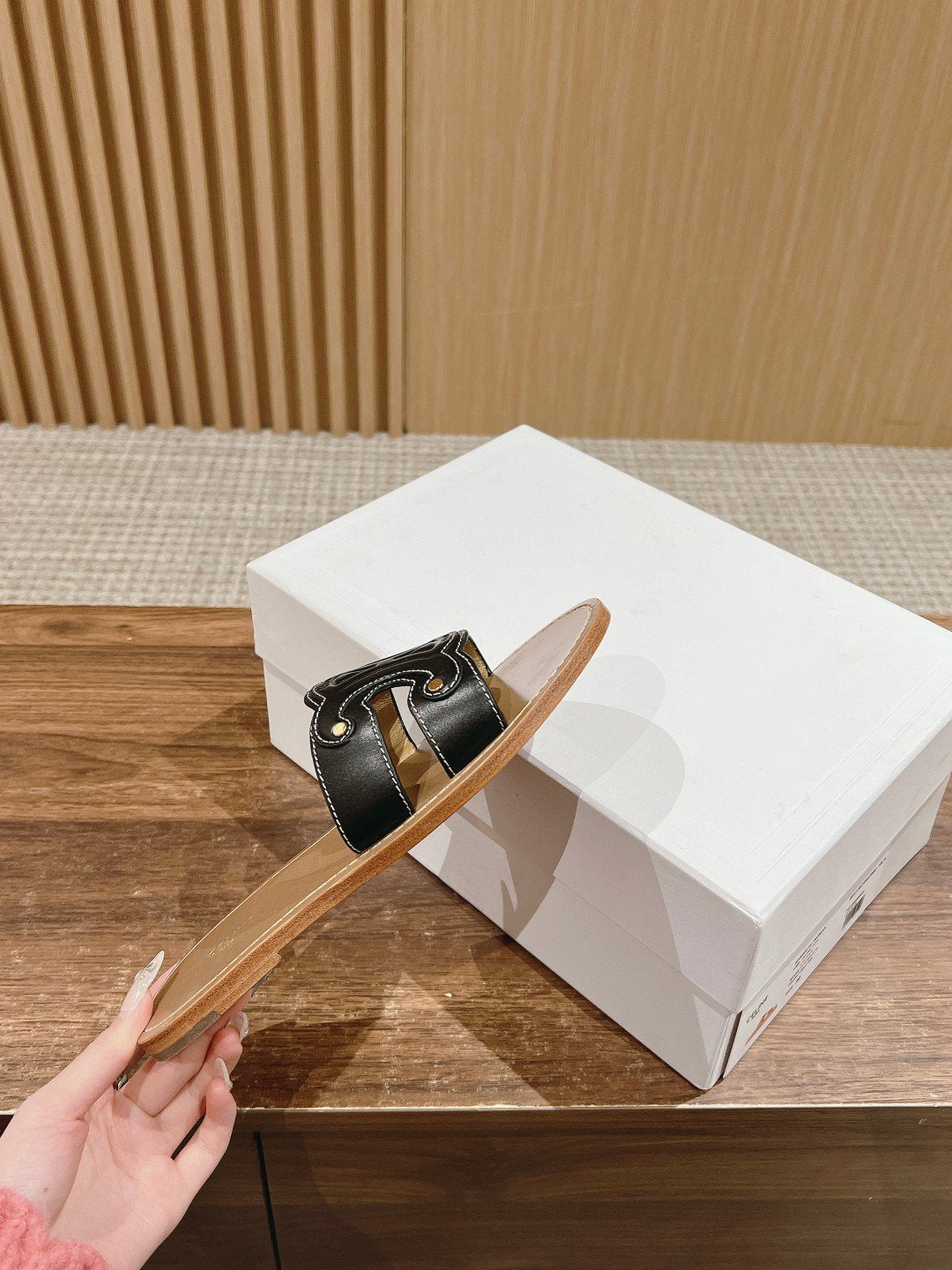 Celine mule triomphe black brown calfskin