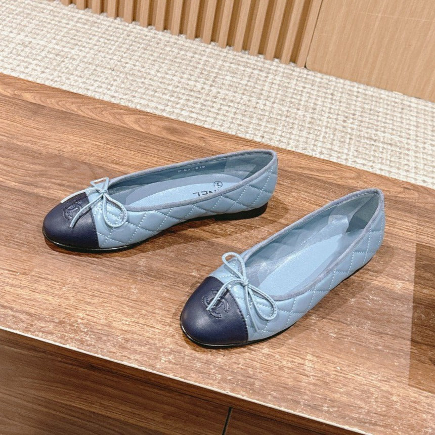 CHANEL ballet flat baby blue quilted lambskin