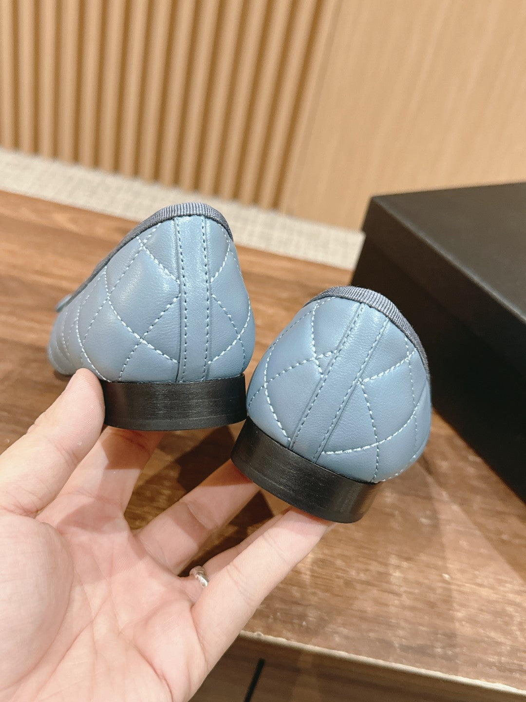 CHANEL ballet flat baby blue quilted lambskin
