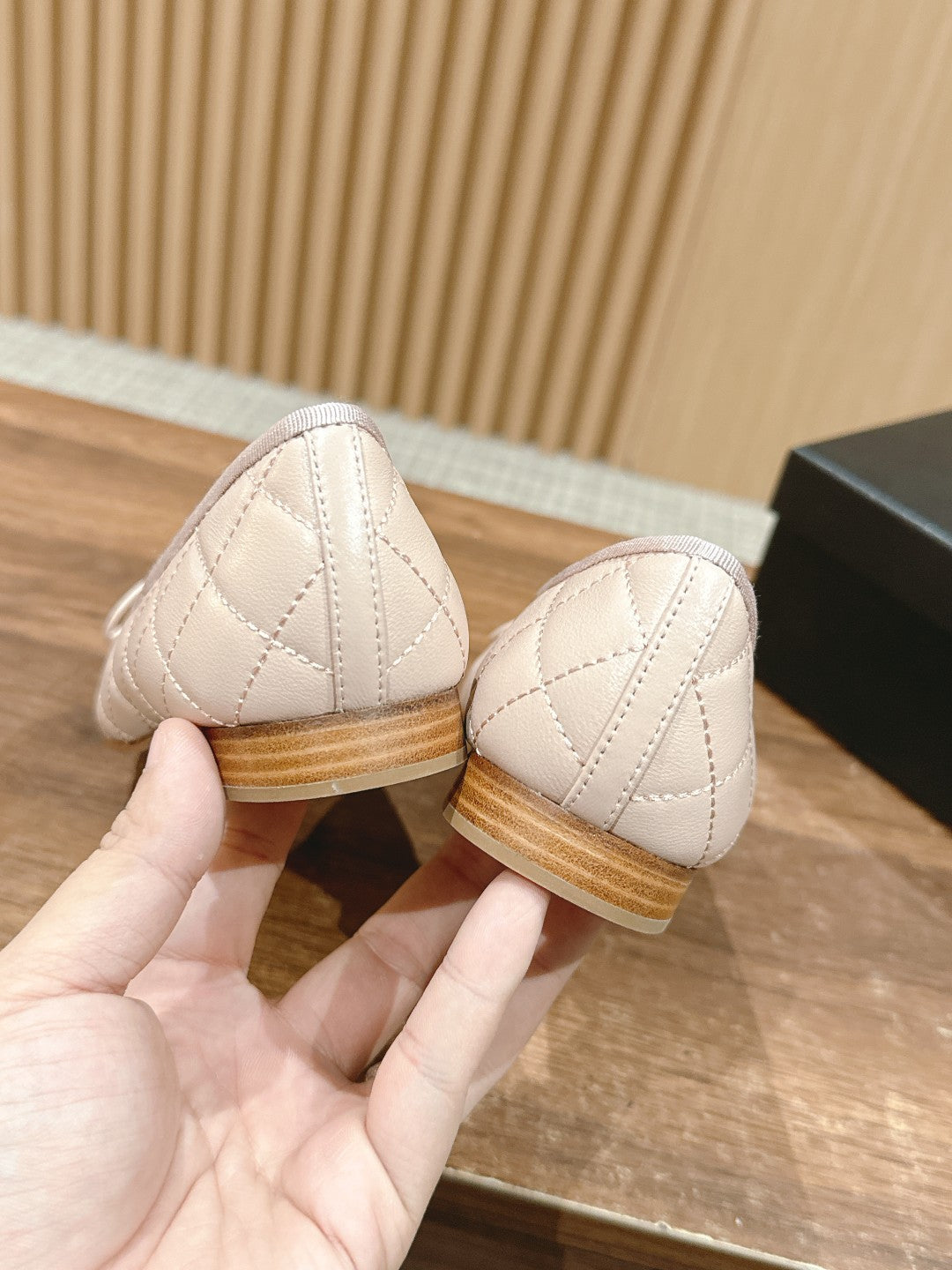 CHANEL ballet flat powder pink quilted lambskin
