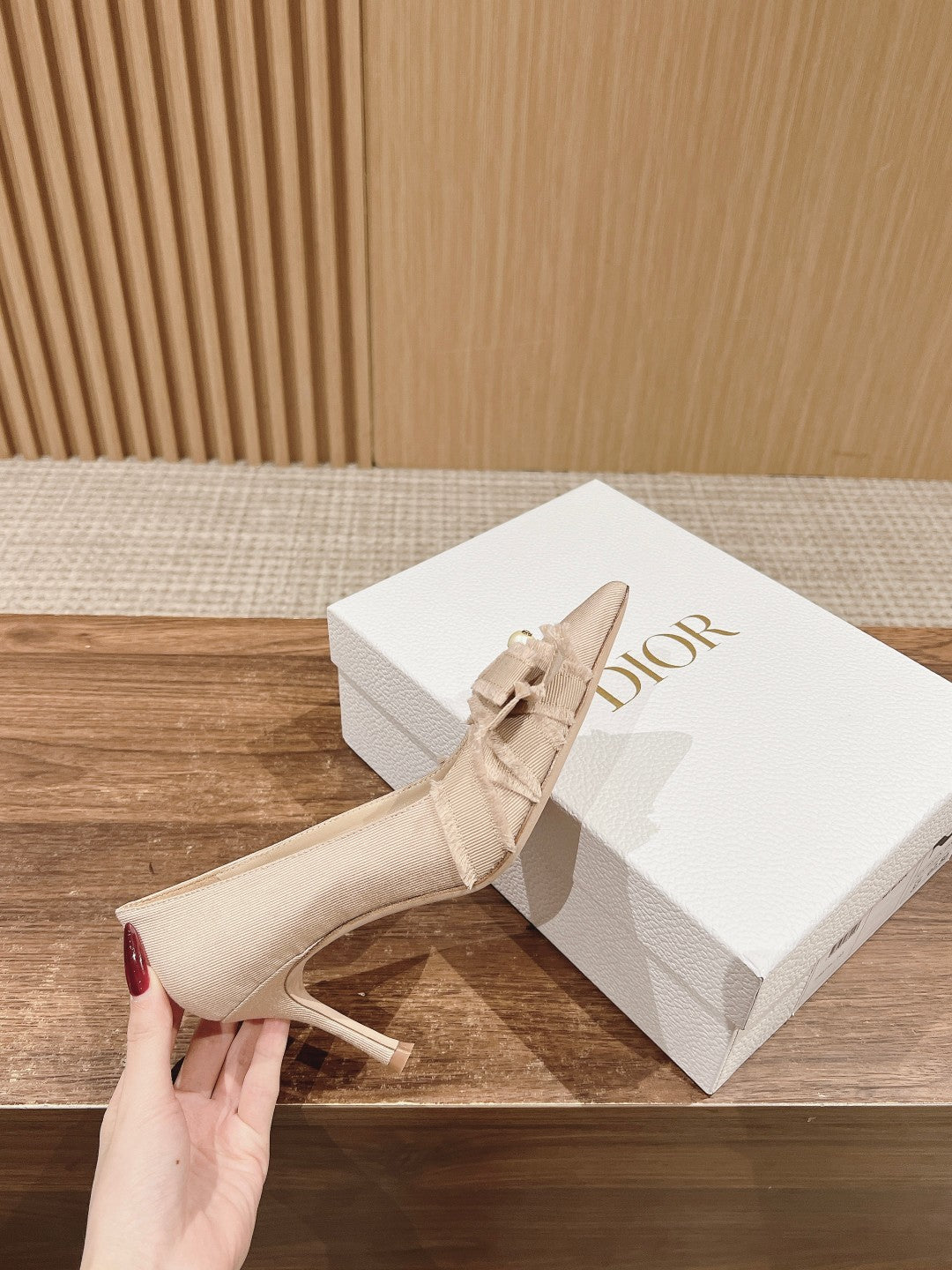 DIOR a DIORable pump 80 beige grosgrain lambskin