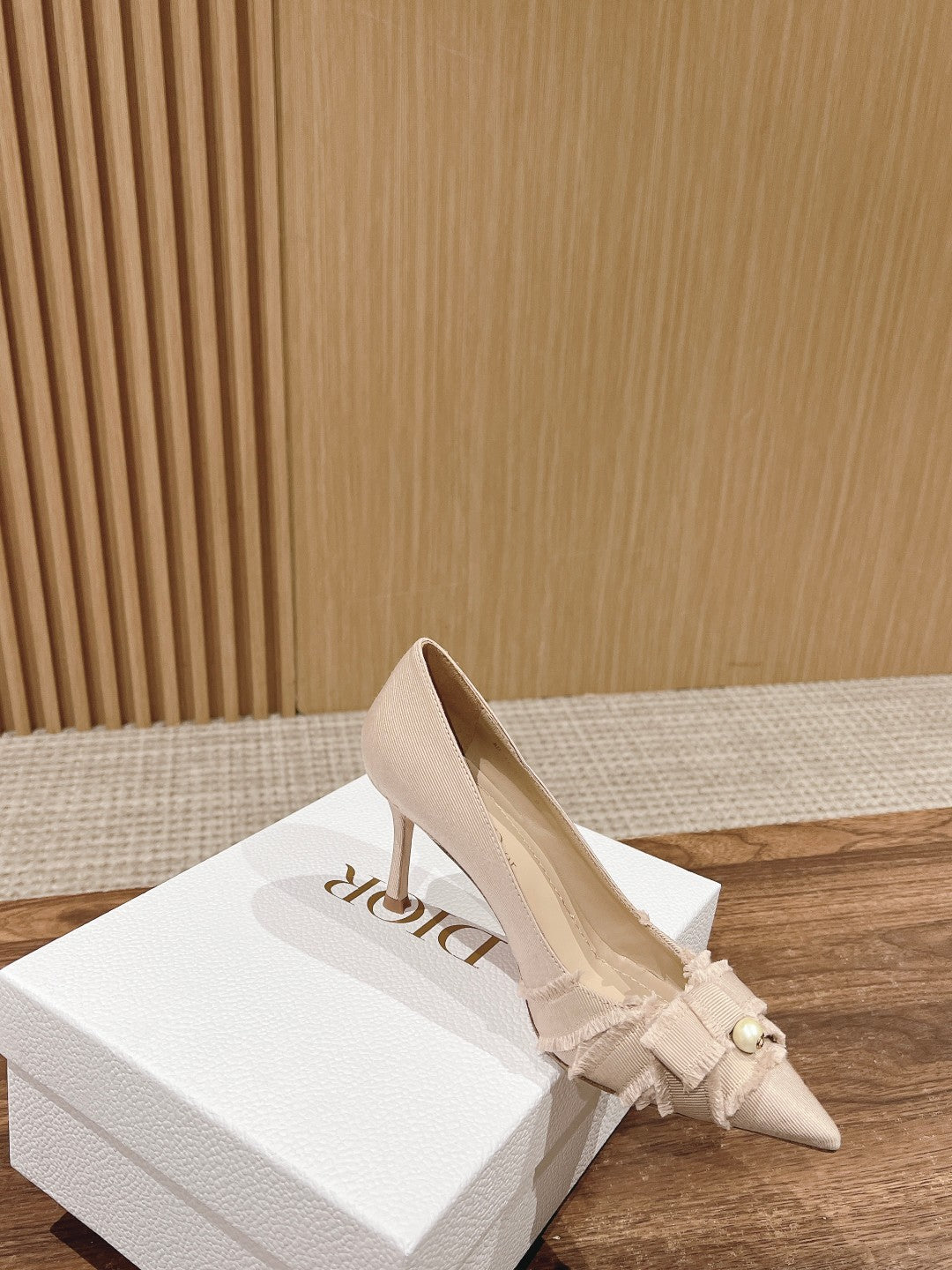 DIOR a DIORable pump 80 beige grosgrain lambskin
