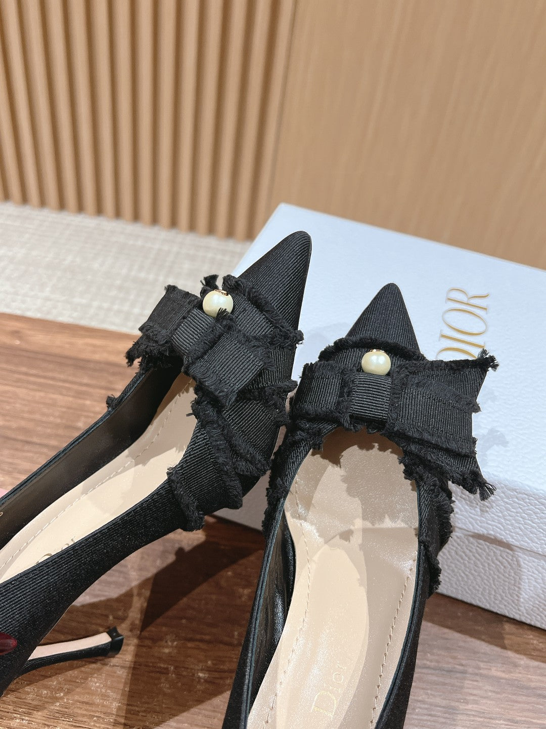 DIOR a DIORable pump 80 blakc grosgrain beige lambskin
