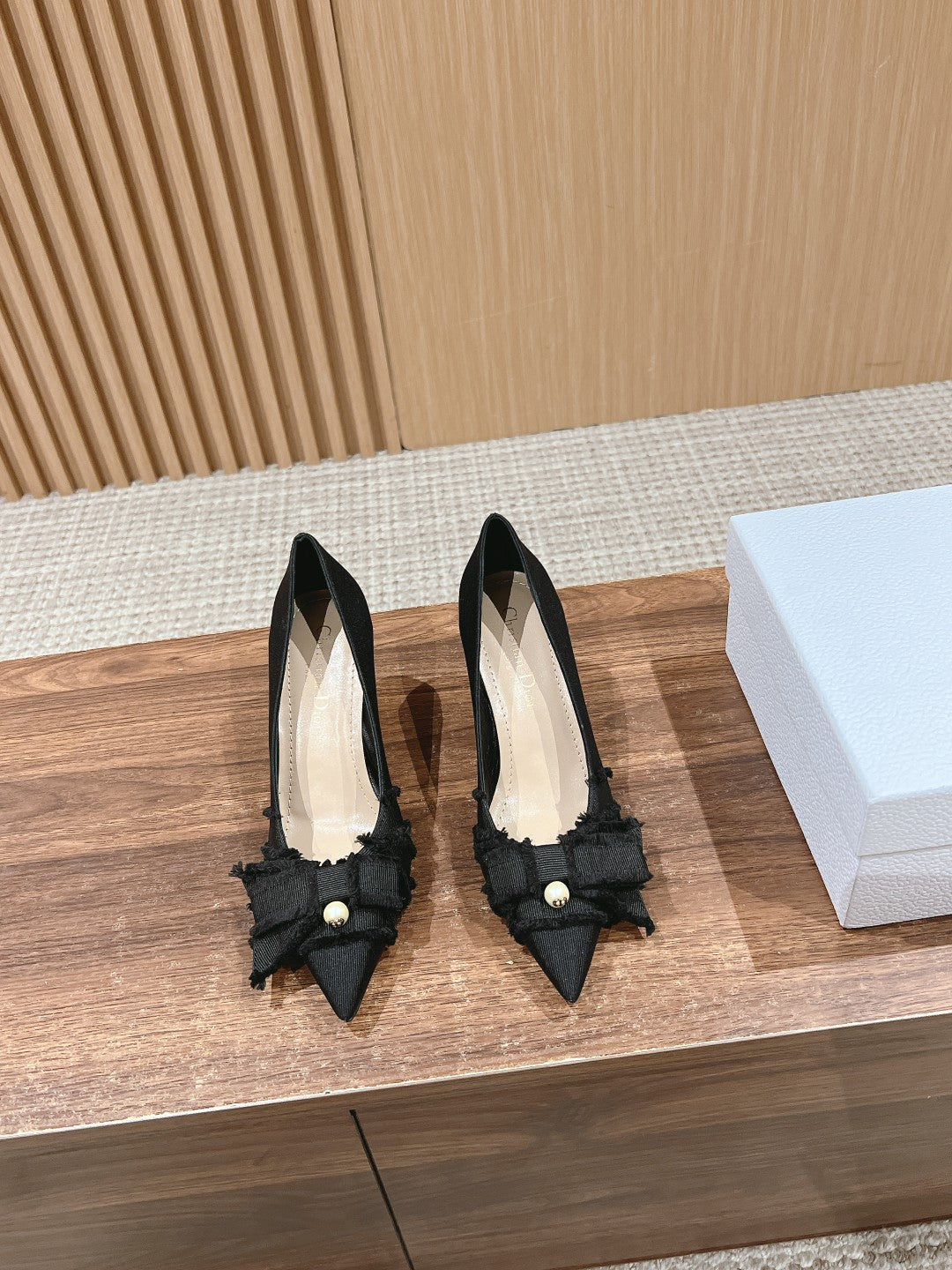 DIOR a DIORable pump 80 blakc grosgrain beige lambskin