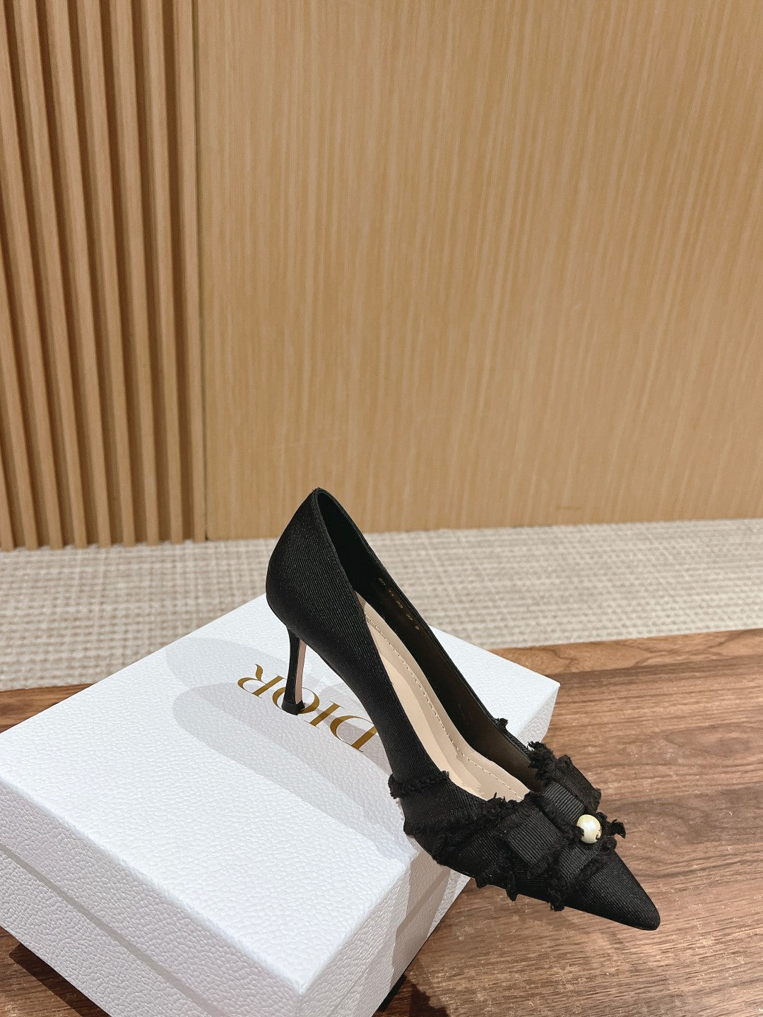 DIOR a DIORable pump 80 blakc grosgrain beige lambskin