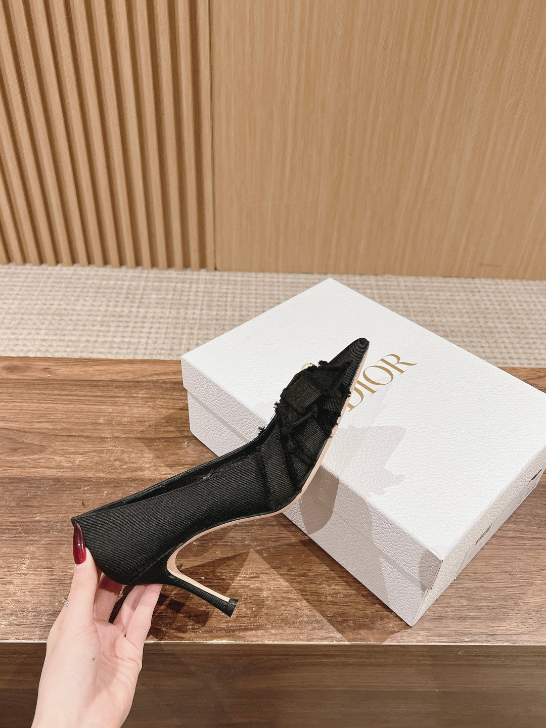 DIOR a DIORable pump 80 blakc grosgrain beige lambskin