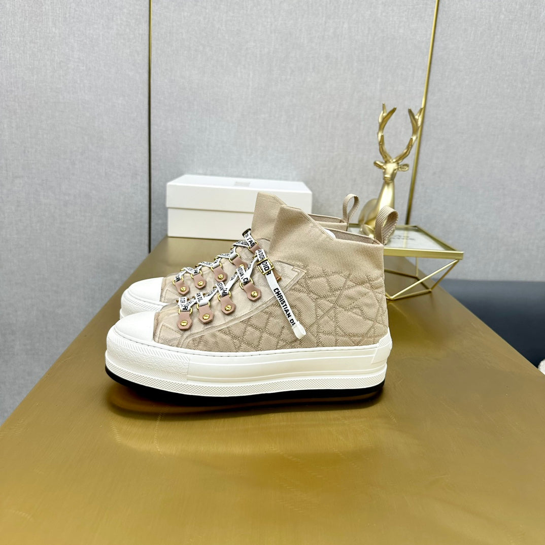 DIOR Walk'n' DIOR Sneaker In Nude Beige Mix White Wool And Cowhide 111927
