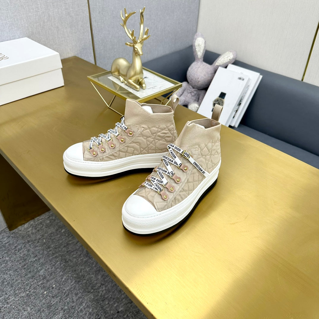 DIOR Walk'n' DIOR Sneaker In Nude Beige Mix White Wool And Cowhide 111927