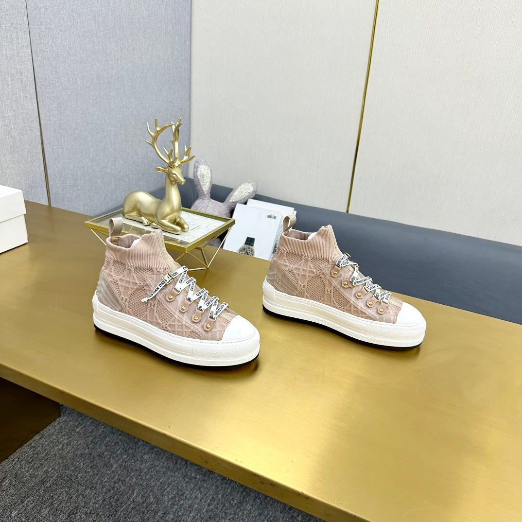 DIOR Walk'n' DIOR Sneaker In Nude Macrocannage Wool And Cowhide 111935