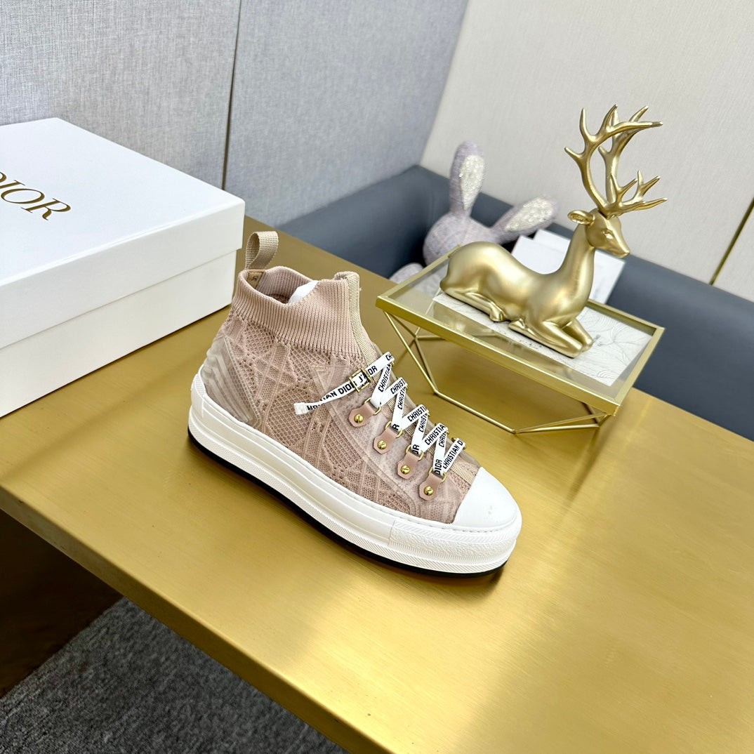 DIOR Walk'n' DIOR Sneaker In Nude Macrocannage Wool And Cowhide 111935