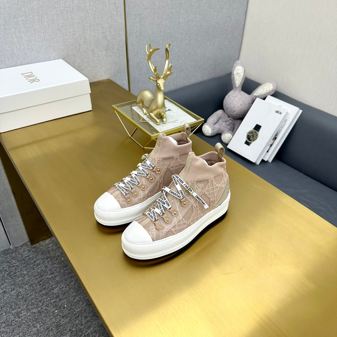 DIOR Walk'n' DIOR Sneaker In Nude Macrocannage Wool And Cowhide 111935