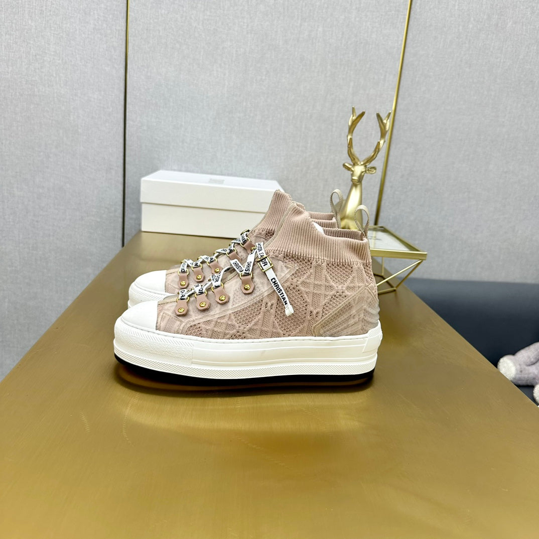 DIOR Walk'n' DIOR Sneaker In Nude Macrocannage Wool And Cowhide 111935