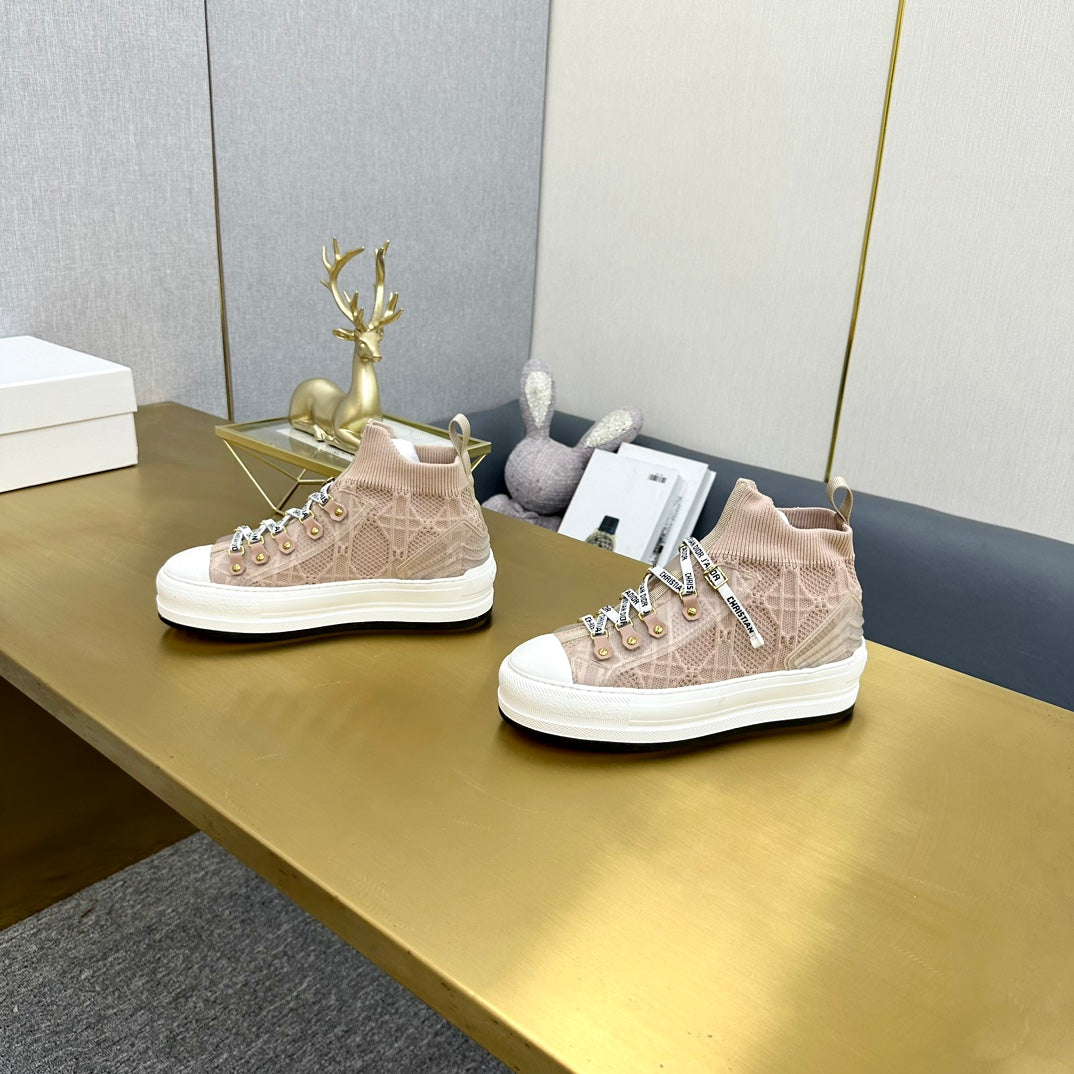 DIOR Walk'n' DIOR Sneaker In Nude Macrocannage Wool And Cowhide 111935