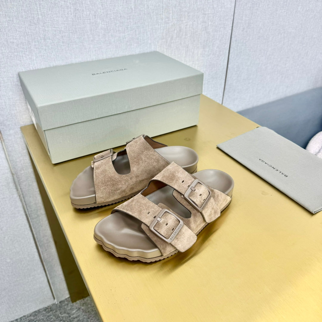 Balanciaga BIRKENSTOCK SLIPPERS IN LIGHT BROWN SUEDE