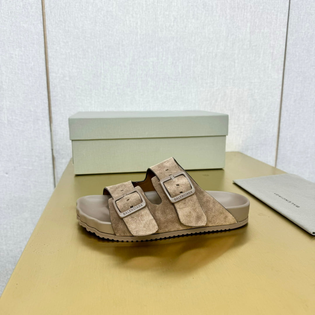 Balanciaga BIRKENSTOCK SLIPPERS IN LIGHT BROWN SUEDE