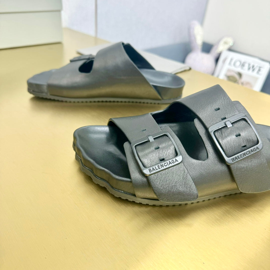 Balanciaga BIRKENSTOCK SLIPPERS IN BLACK CALFSKIN