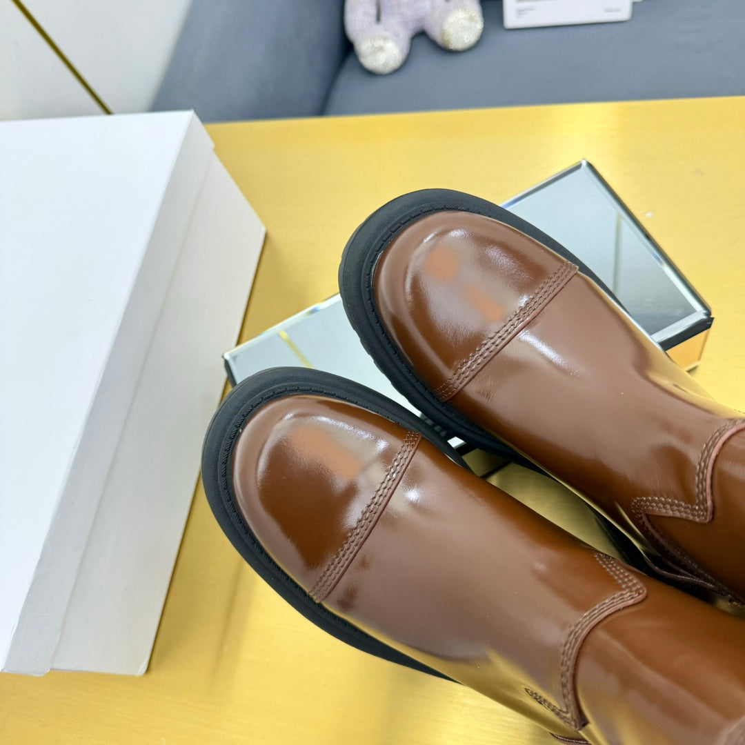 DIOR Ankle Boot In Glossy Brown Red Cowhide 111760