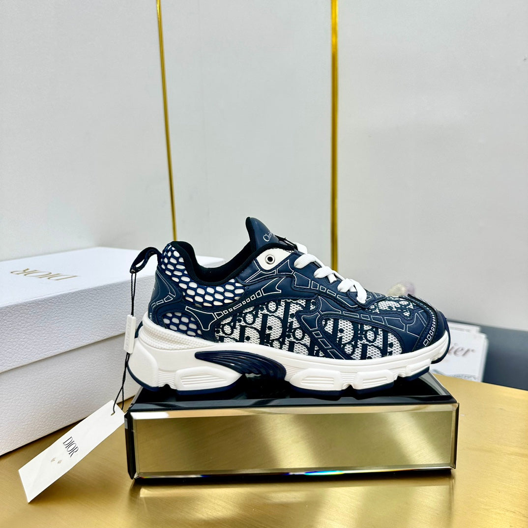 DIOR Chrono Sneaker 40mm In Navy Blue Mesh Fabric 994568