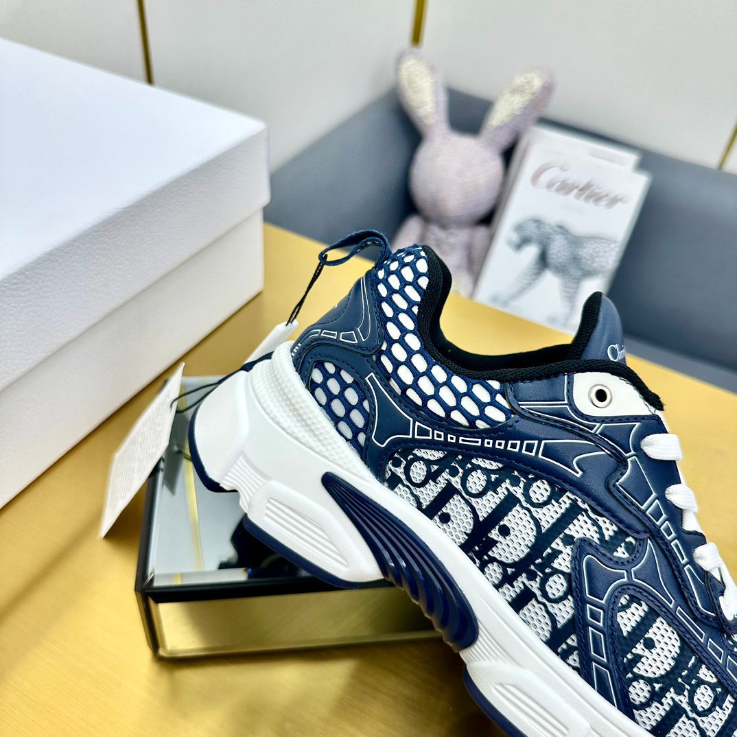 DIOR Chrono Sneaker 40mm In Navy Blue Mesh Fabric 994568