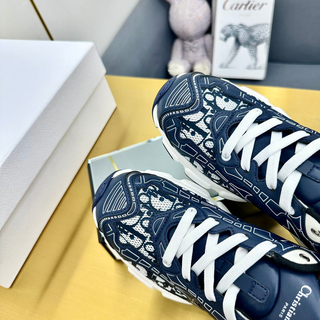 DIOR Chrono Sneaker 40mm In Navy Blue Mesh Fabric 994568