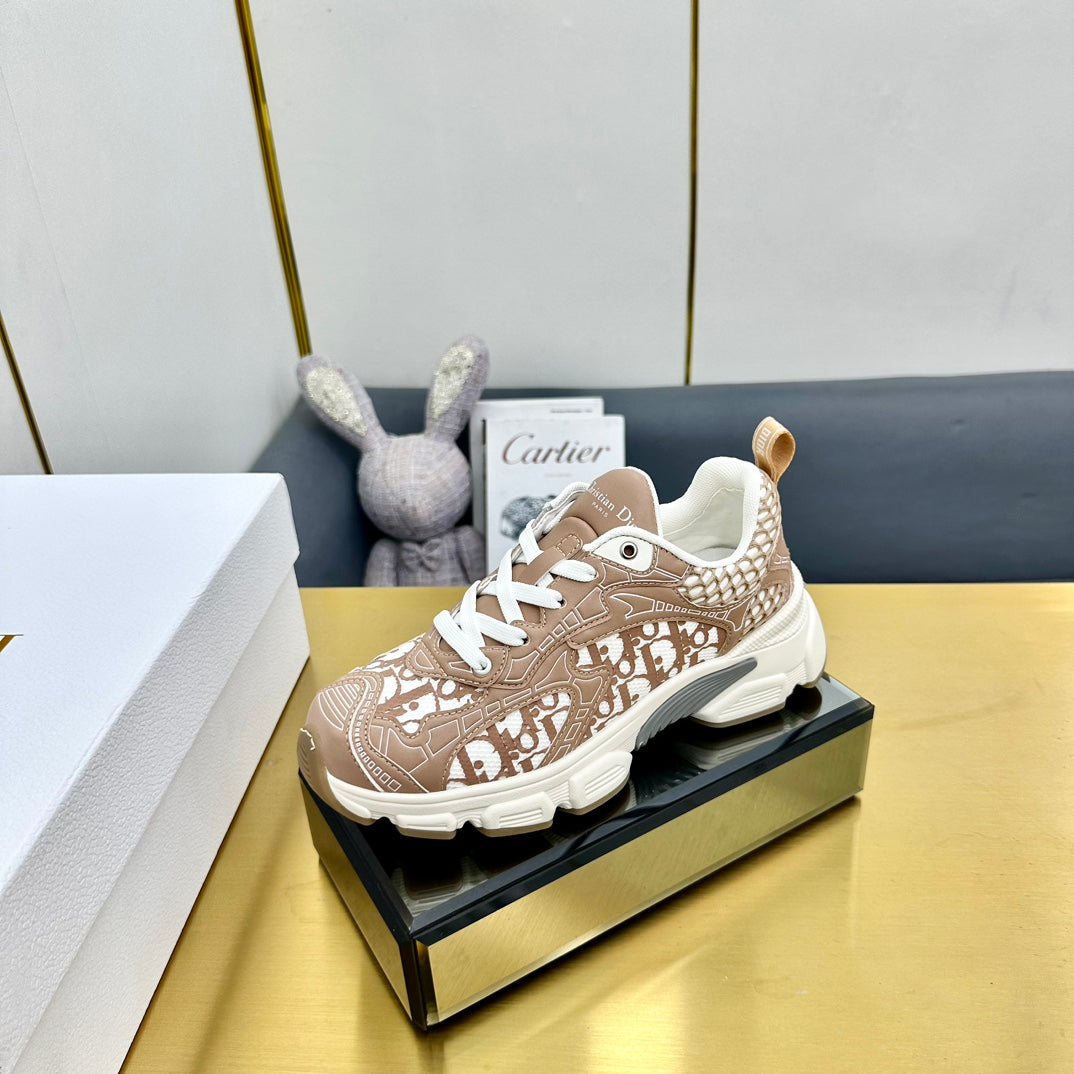 DIOR Chrono Sneaker 40mm In Brown Pink Mesh Fabric 994572
