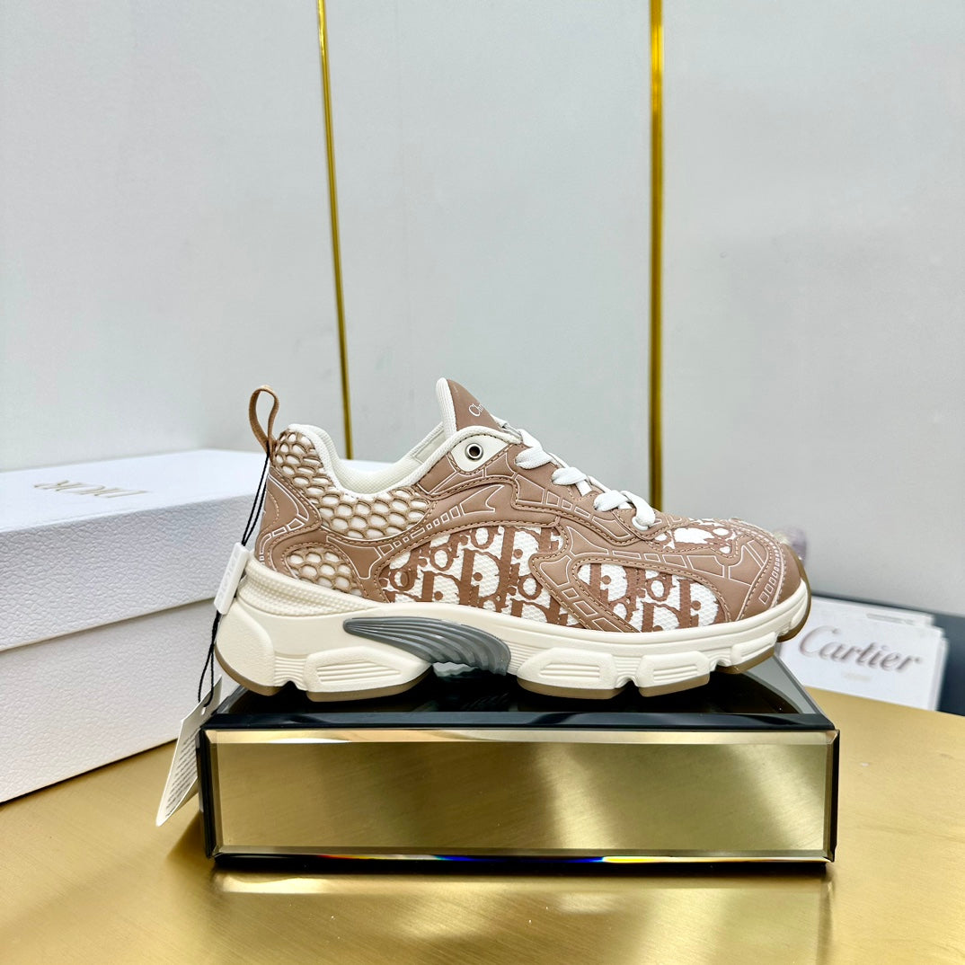 DIOR Chrono Sneaker 40mm In Brown Pink Mesh Fabric 994572