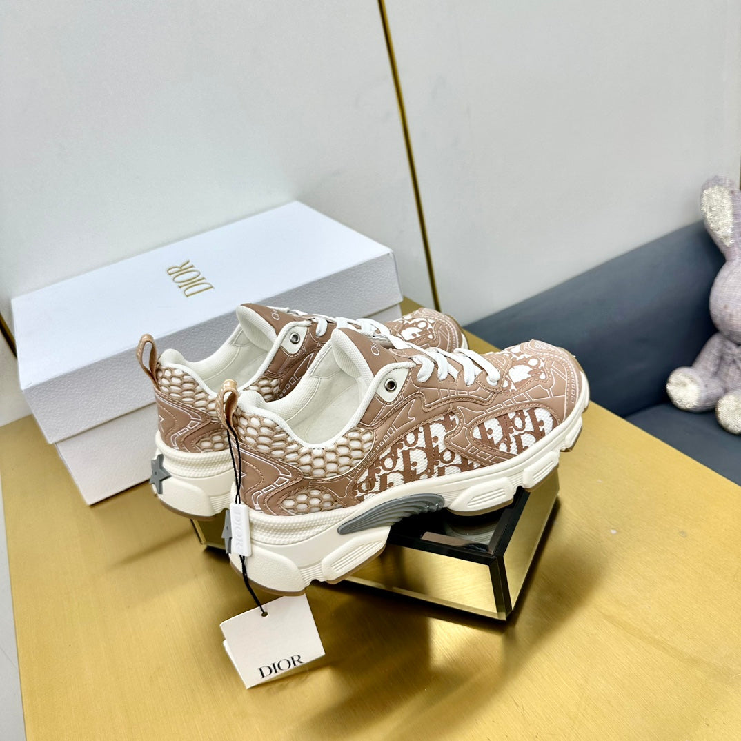 DIOR Chrono Sneaker 40mm In Brown Pink Mesh Fabric 994572