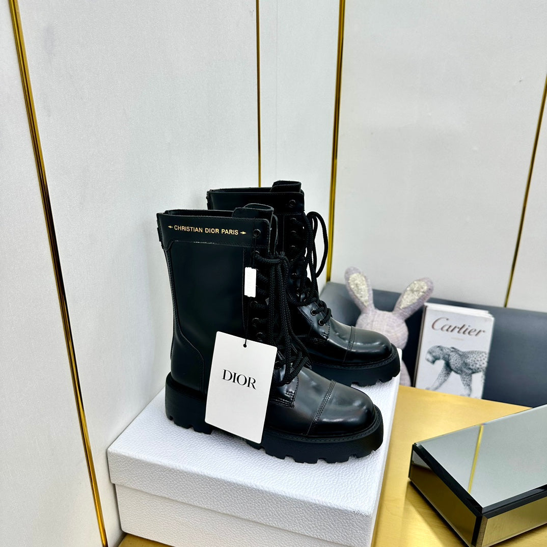 DIOR D-Unit Ankle Boot 40mm In Plain Black Calfskin 111776