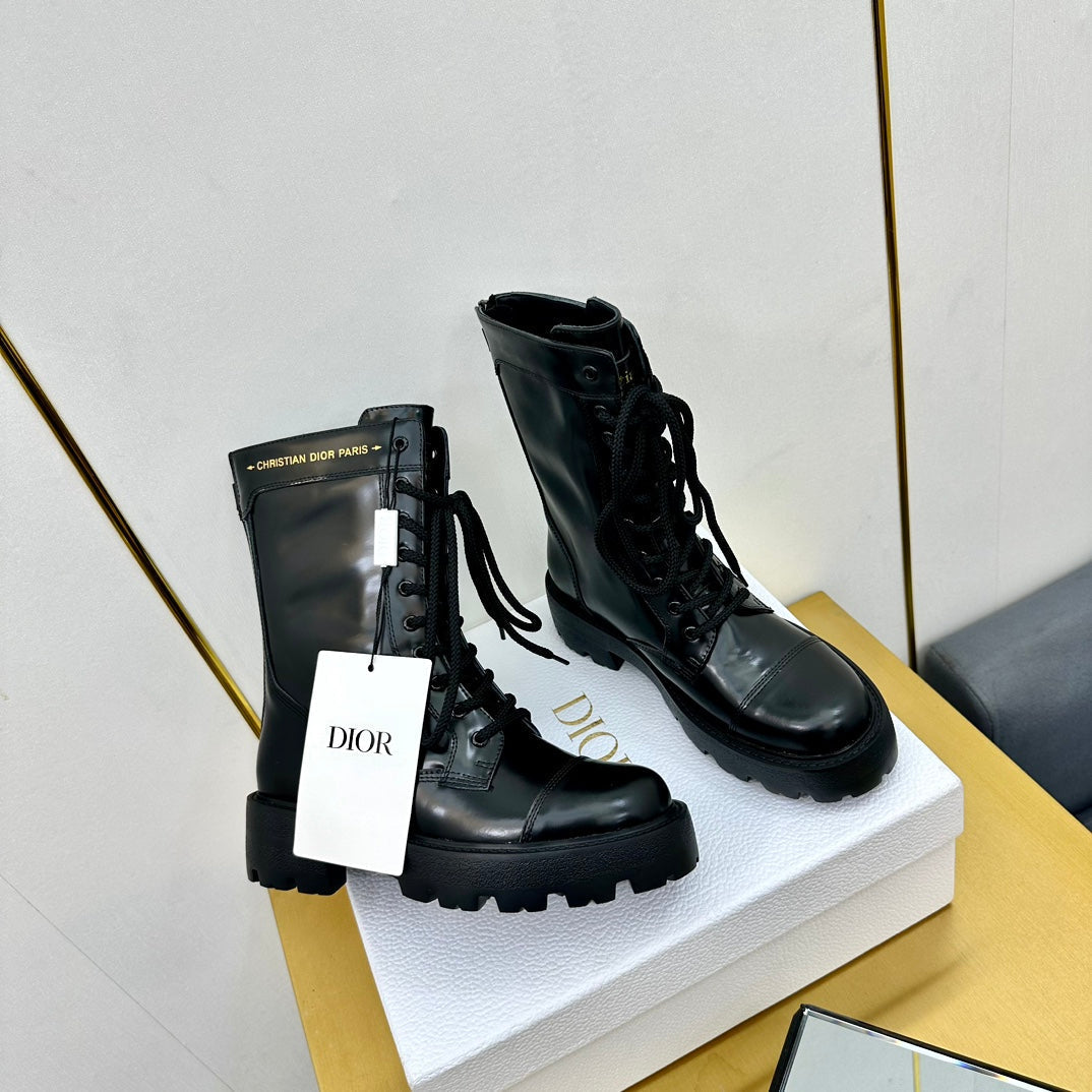DIOR D-Unit Ankle Boot 40mm In Plain Black Calfskin 111776