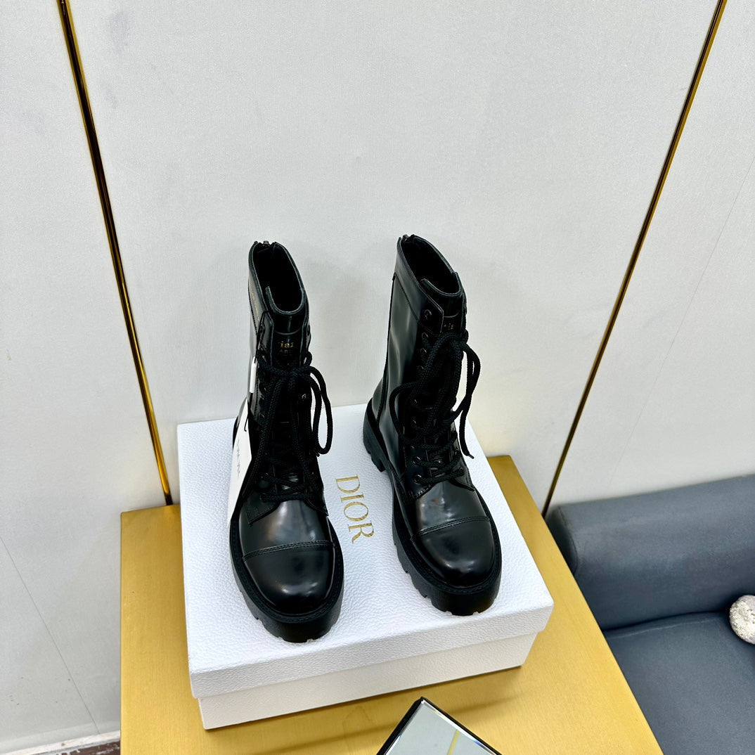 DIOR D-Unit Ankle Boot 40mm In Plain Black Calfskin 111776