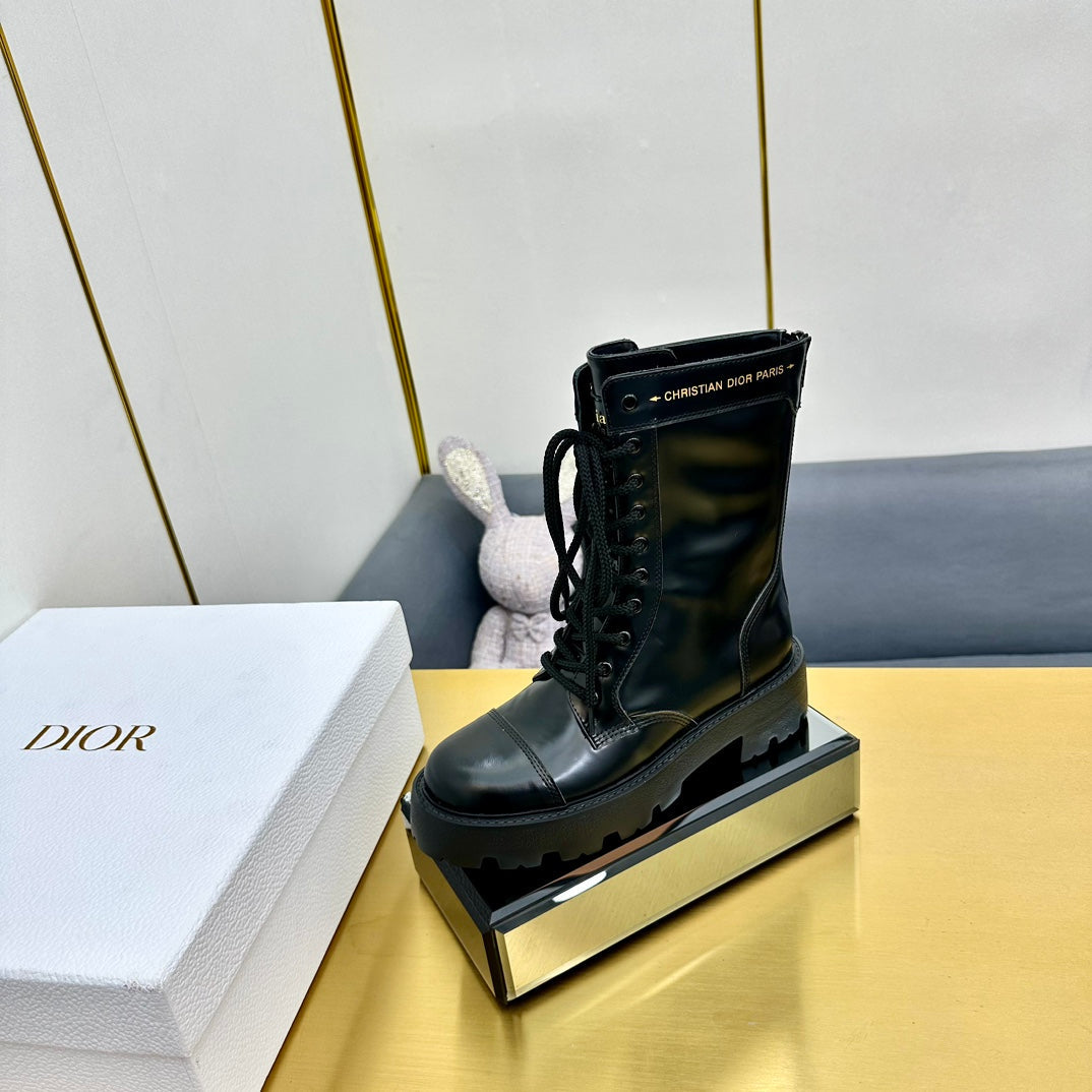 DIOR D-Unit Ankle Boot 40mm In Plain Black Calfskin 111776