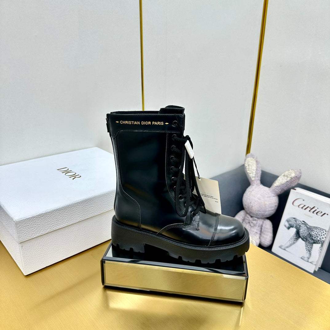 DIOR D-Unit Ankle Boot 40mm In Plain Black Calfskin 111776