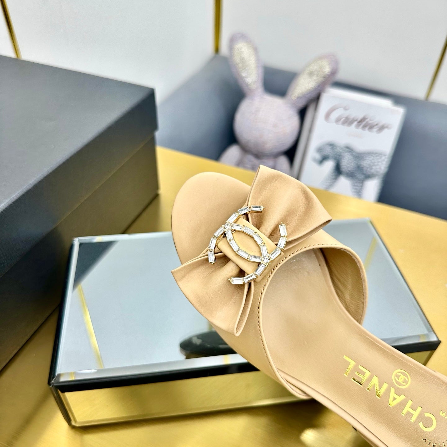 CHANEL 25 Mid Heel Mules Daffodil Yellow Sheepskin 238477