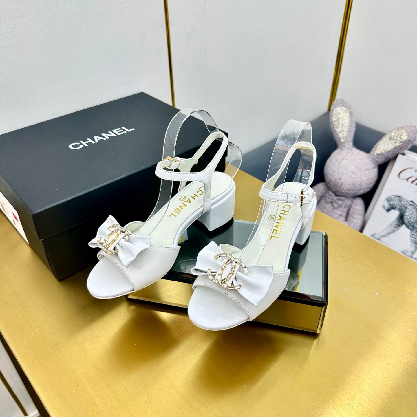 CHANEL 25 Sandal Heels Yellow Sheepskin 238485
