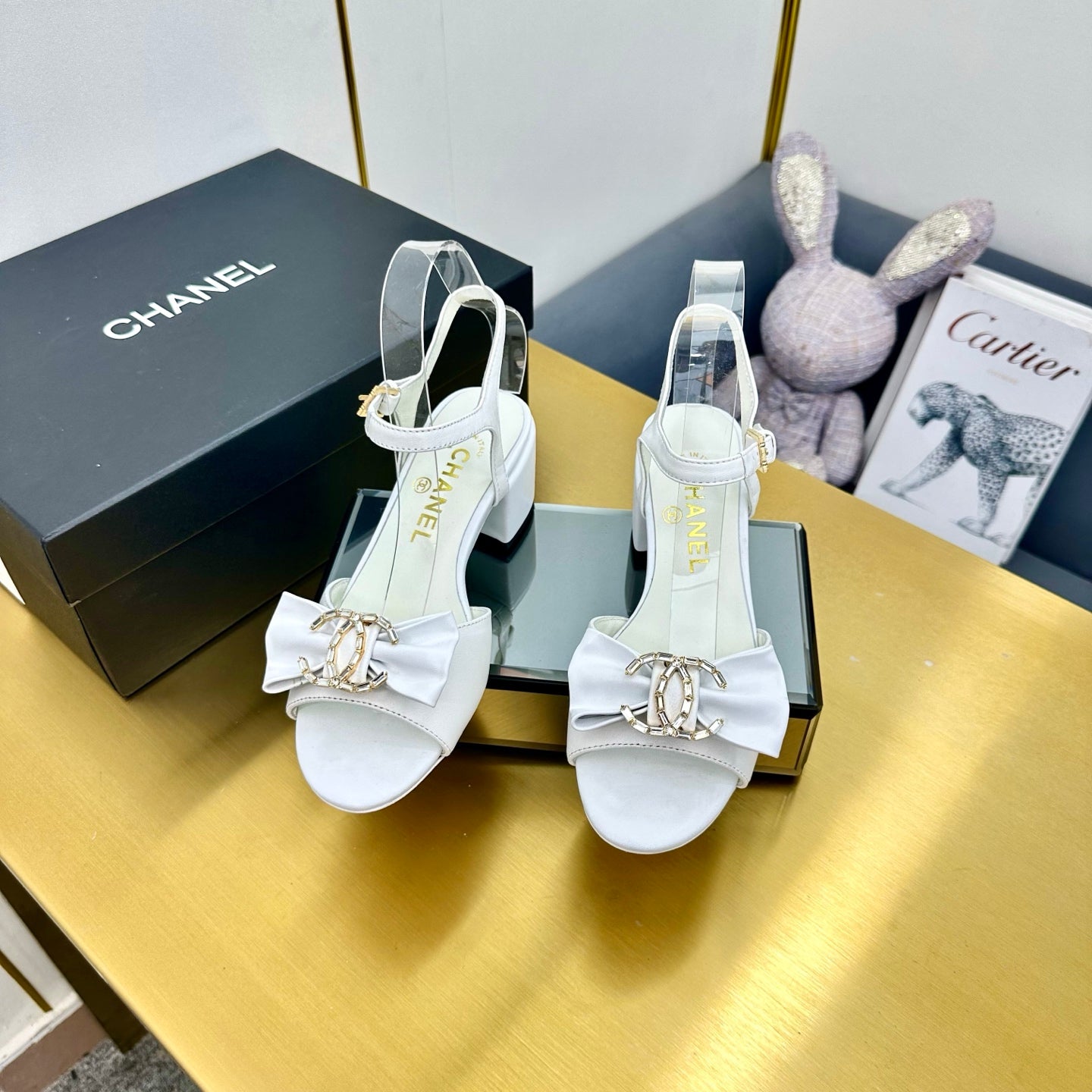 CHANEL 25 Sandal Heels Yellow Sheepskin 238485