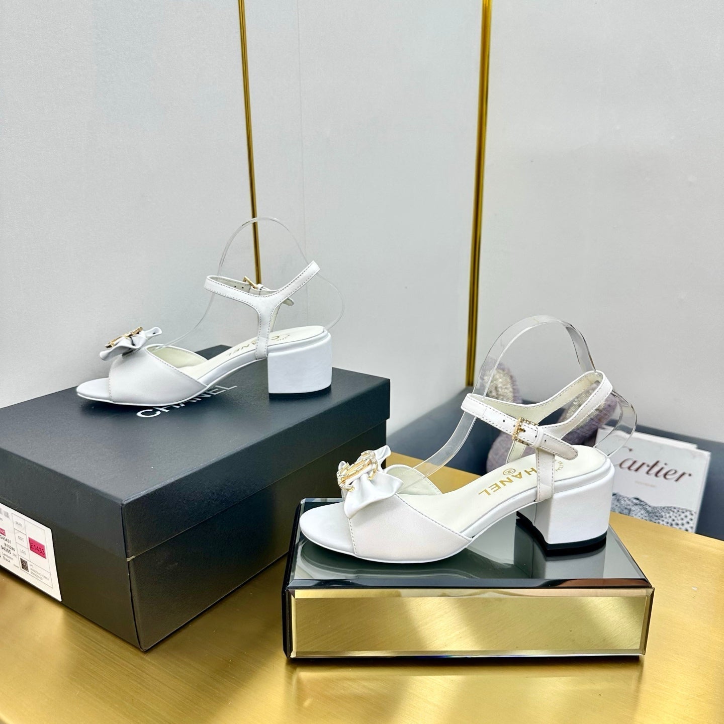 CHANEL 25 Sandal Heels Yellow Sheepskin 238485