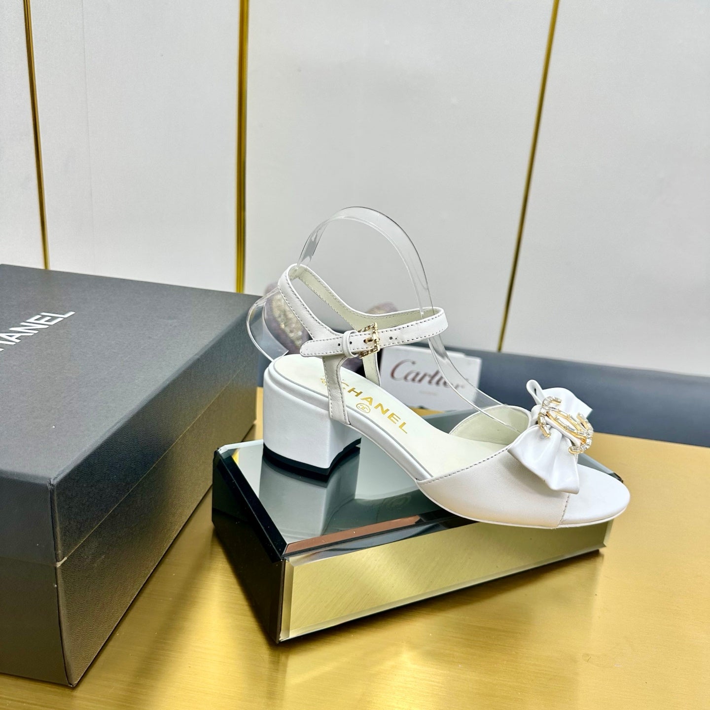 CHANEL 25 Sandal Heels Yellow Sheepskin 238485